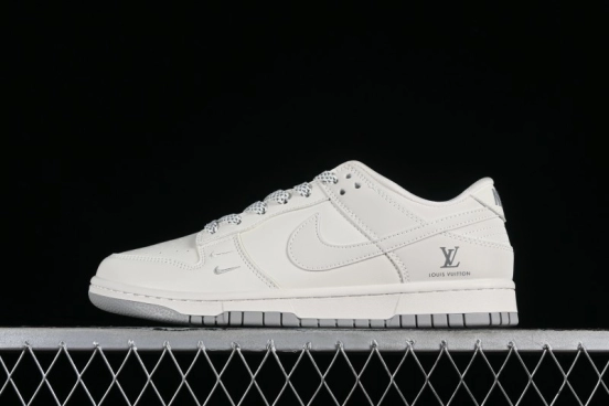 Nike SB Dunk Low LV Collaboration - Double Swoosh Beige Grey Anniversary High-End Custom Low-Top Casual Sneakers - FC2025-306