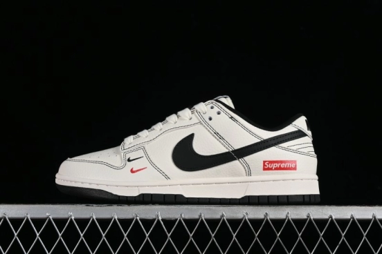Nike SB Dunk Low Supreme Collaboration - Beige Black Line Anniversary Customized Low-Top Casual Skate Shoes - XX2025-316