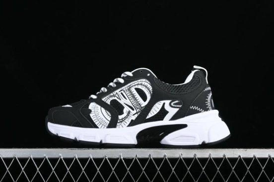 Dior Chrono Round Toe Lace-Up Lifestyle Casual Running Sneakers - 6865 BLACK WHITE