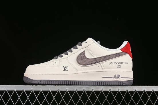 Nike Air Force 1'07 Low LV Collaboration Grey Denim Swoosh Casual Sneakers - XX3168-136