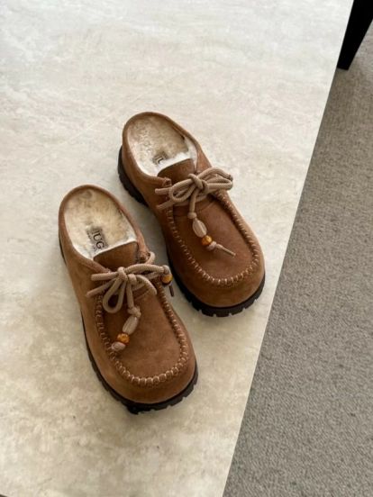 UGG Fall Winter New Potato Wool Slippers Retro Acrylic Buckle Design - KFY00250