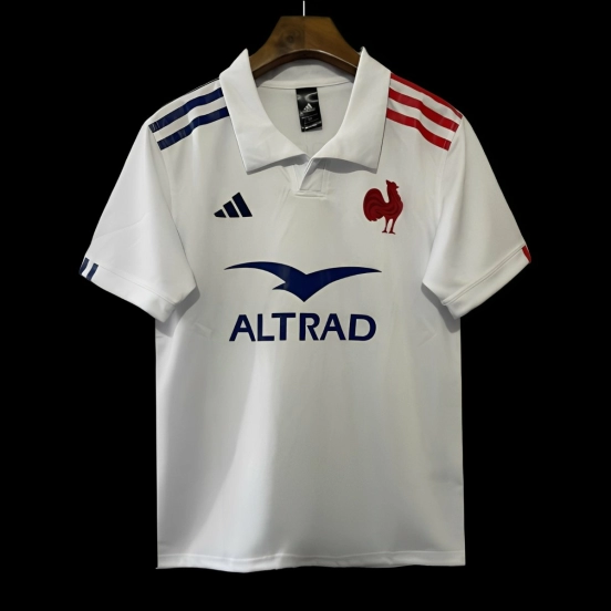 2025 France White with Blue and Red Stripes Away Jersey